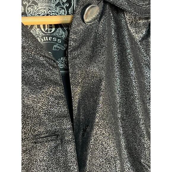 Guess Trench Coat Jacket Single Breasted Belted‎ Metallic Charcoal Gray Womens S - Picture 8 of 14